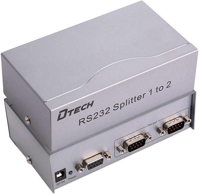 DTECH Industrial 8 Port RS232 Serial Splitter Switch Box with Power Adapter for Sharing PCs and Capture Data - COM Port Expander 1x8