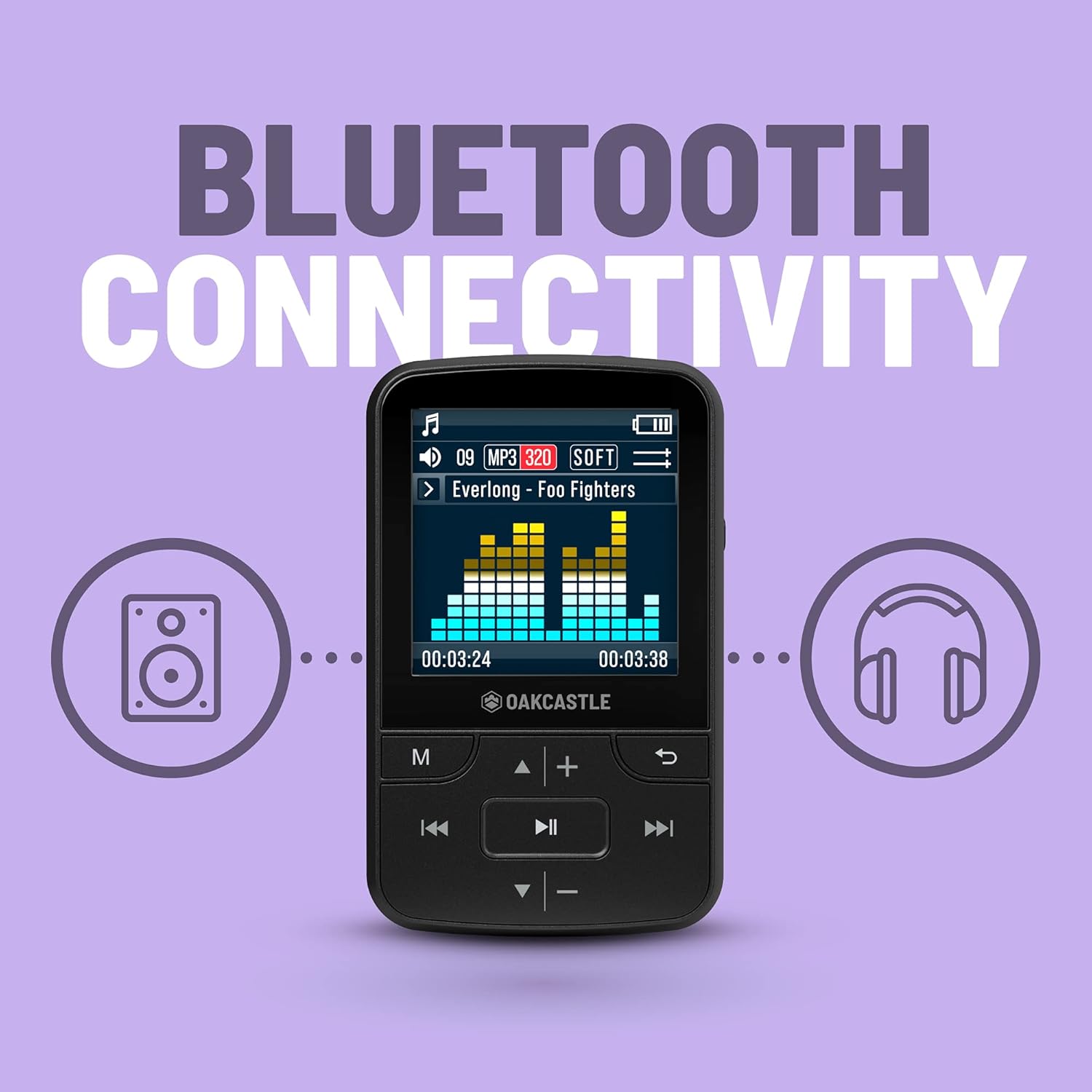 Oakcastle 8GB MP3 Player with Bluetooth & Headphone Connectivity | FM Radio & Micro SD Slot Pack of 2