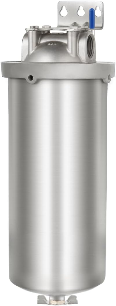 Amwater NSF/ANSI 42 Certification Stainless Steel Jumbo Filter Housing for 10”Length,4.5"OD Filter Cartridge, 1in NPT Inlet and Outlet/Filter Cartridge 10”Length,4.5"OD(50 Micron)
