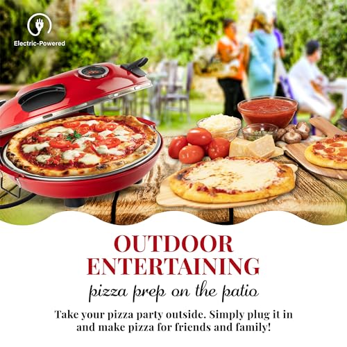PIEZANO Crispy Crust Pizza Oven by Granitestone – Electric Pizza Oven Indoor Portable, 12 Inch Indoor Pizza Oven Countertop, Pizza Maker Heats up to 800˚F for Stone Baked Pizza at Home - Cream