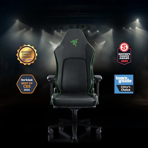 Razer Iskur V2 Gaming Chair: Adaptive Lumbar Support - Adjustable Lumbar Curve - High Density Foam Cushions - Reactive Seat Tilt &152-degree Recline - 4D Armrests - Synthetic Leather - Black