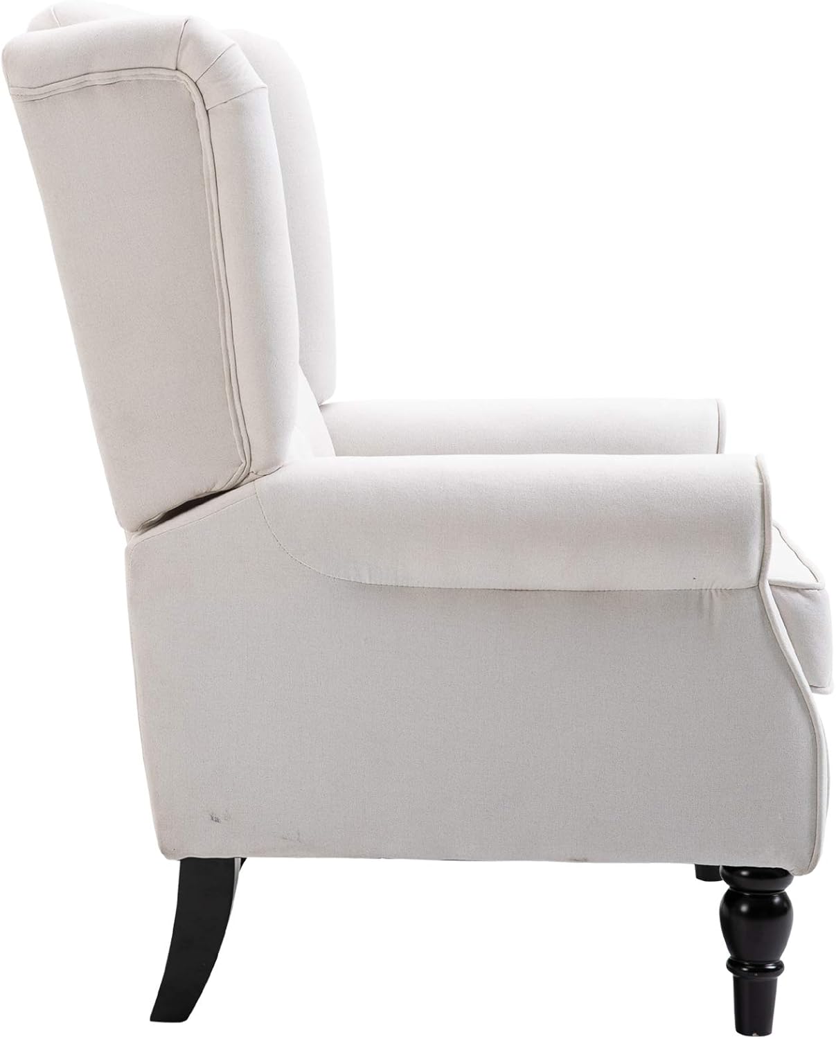 HOMCOM Button-Tufted Accent Chair with High Wingback, Rounded Cushioned Armrests and Thick Padded Seat, Set of 2, Cream White