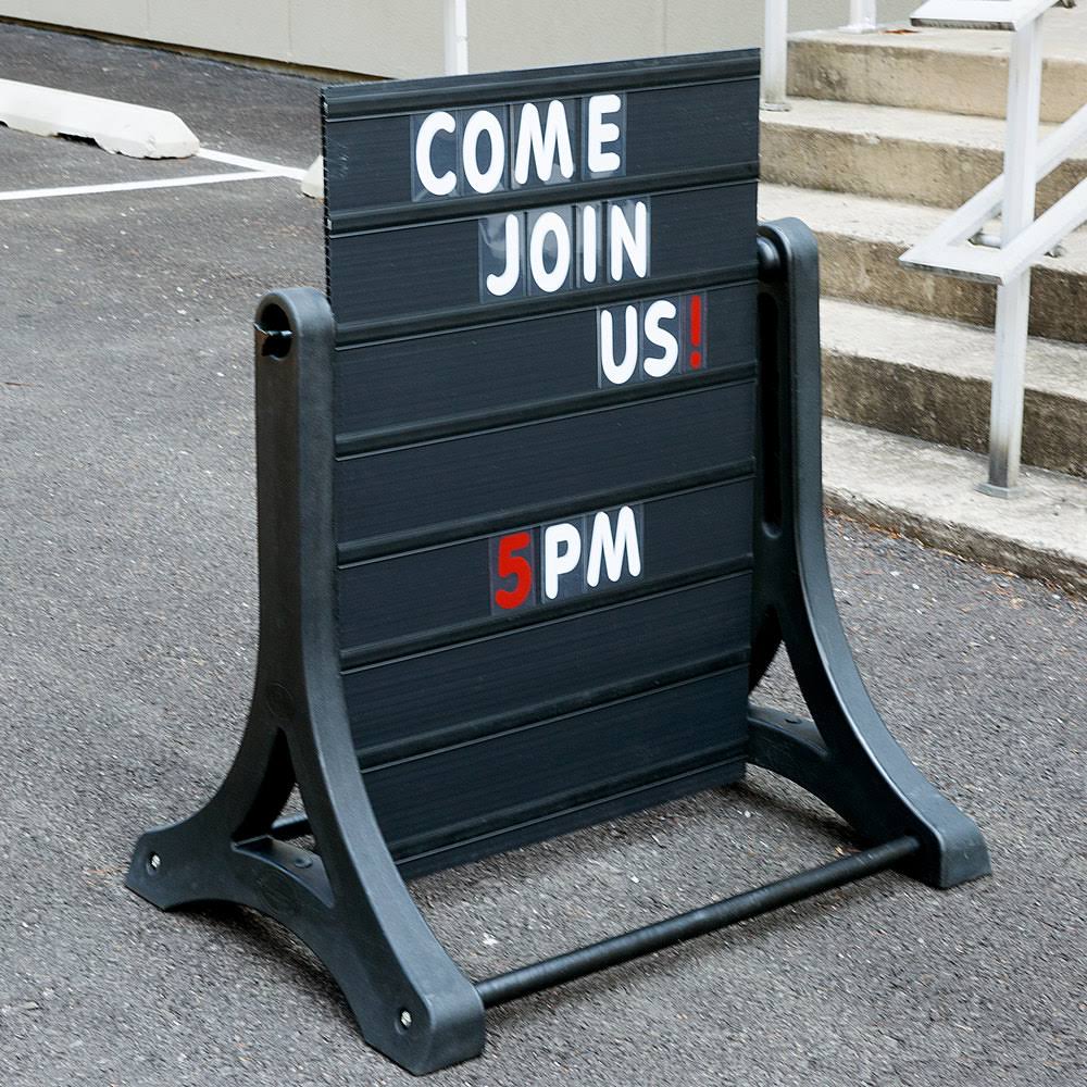 Aarco Products ROC-5 The Rocker Double Sided Sidewalk Sign with Black Changeable Letterboard