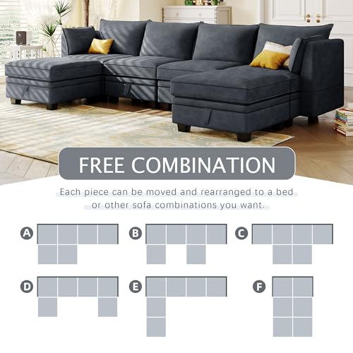 Elegant 2 Piece Large L-Shape Modular Sectional Sofa with Two Pillows,for Living Room Office Apartment Bedroom Salon (Beige#Chenille-)