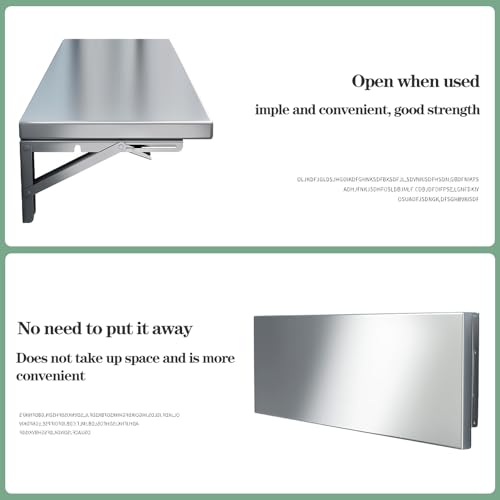 Wall Mounted Folding Table for Laundry Room, Stainless Steel Storage Shelf with Metal Brackets for Kitchen Dining Room Home Bar Workbench(Size:120x40cm/47.2" Lx15.7 W)