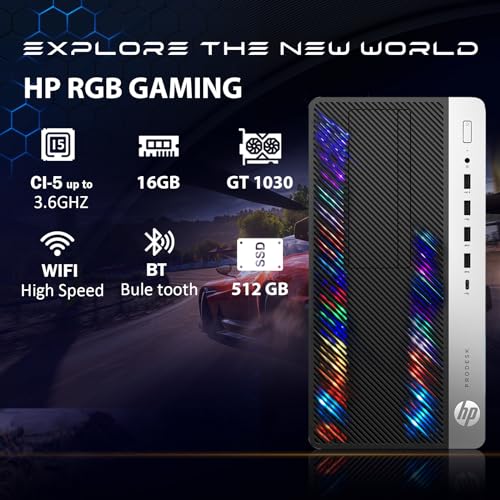 HP RGB Gaming Desktop Computer, Intel Quad Core I5-6500 up to 3.6GHz, GeForce GT 1030 2G, 32GB DDR4, 1T SSD + 3T HDD, RGB Keyboard & Mouse, 600M WiFi & Bluetooth, Win 10 Pro (Renewed)