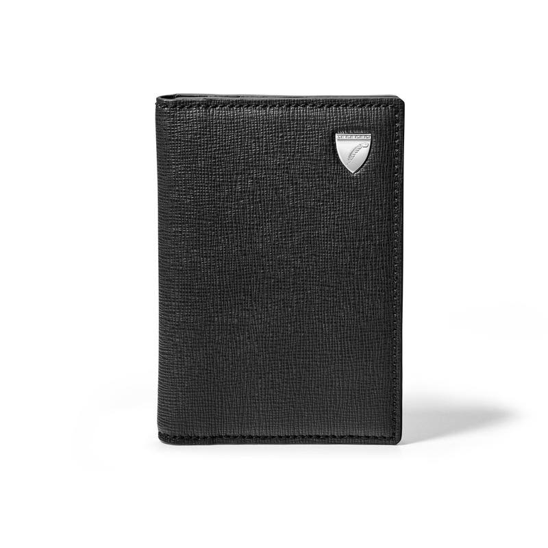 Aspinal of London Black Double Fold Credit Card Holder