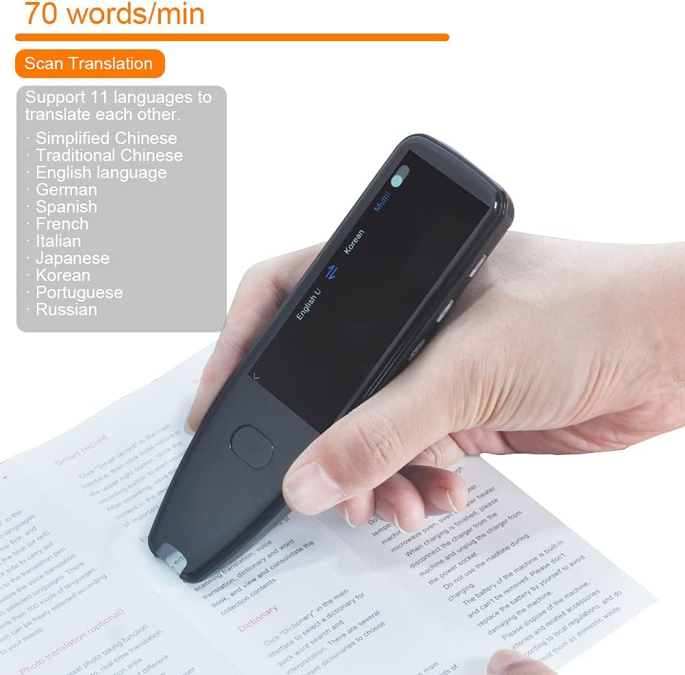 HeavenBird Scanning Translator Device, Scanner Language Translator Pen for Spanish, German, Japanese, English, Chinese, Russian/Online 116 Languages Speak and Translate/Scan Text and Translate