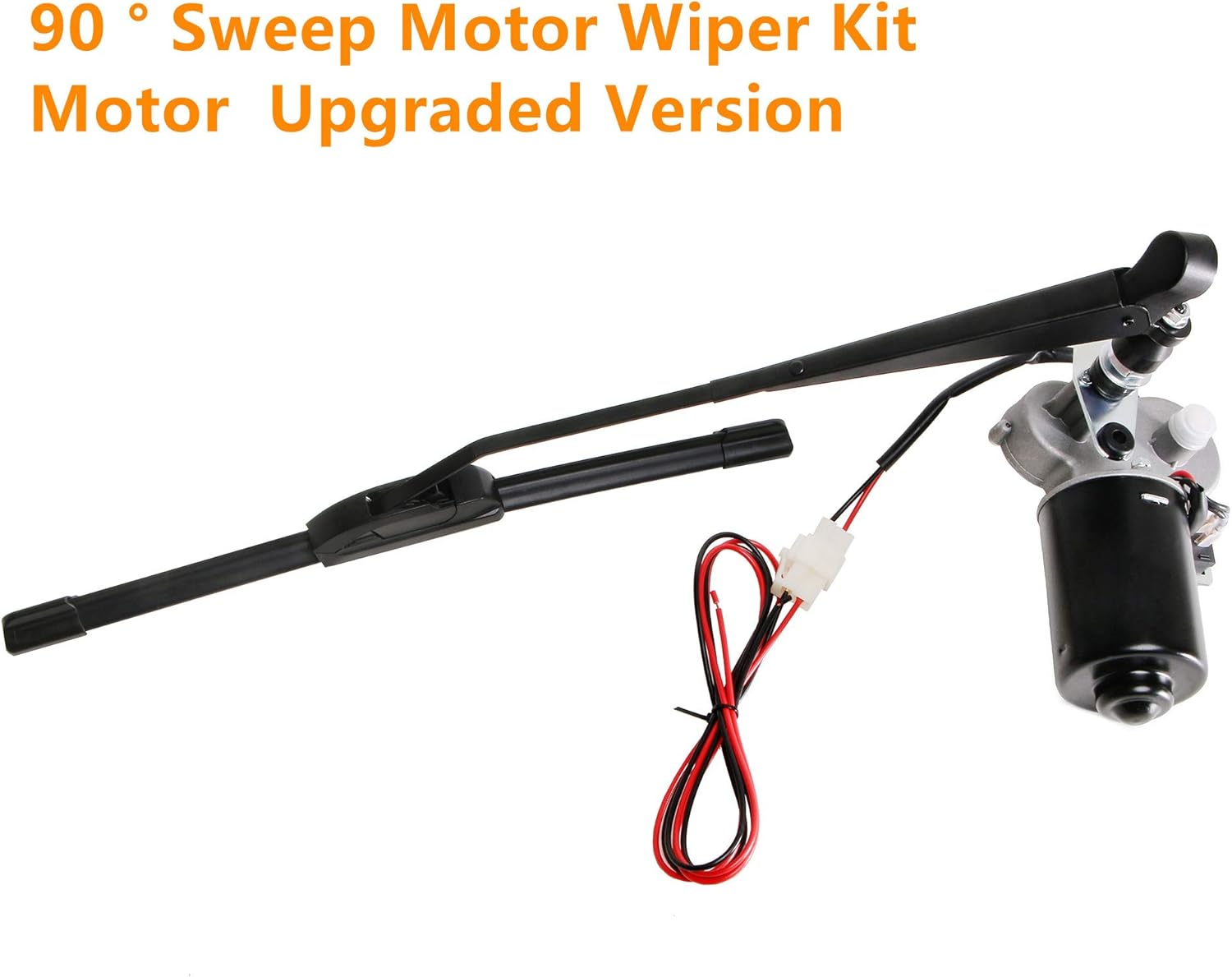 YiCross Electric UTV Windshield Wiper Motor 12V Hard Coated Polycarbonate Universal Windshield Wiper Kit w/Multi Wiper, 90 Degree Wipe Sweep