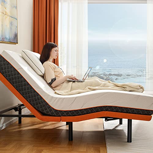 Split King Adjustable Bed Frame with Mattress - 14” Luxury Hybrid Mattress, Smart APP Contorl, Massage, Zero Gravity, Anti-Snore, 5 Minutes Installation, Head and Foot Incline, Medium Soft, Split King