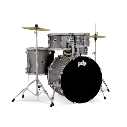Pacific Drums Center Stage Complete Drumkit, 5 Drum Set, Iridescent Black Sparkle, 7x10, 8x12, 14x16 Floor, 16x22 Kick, 5x14 Snare (PDCE2215KTIB)