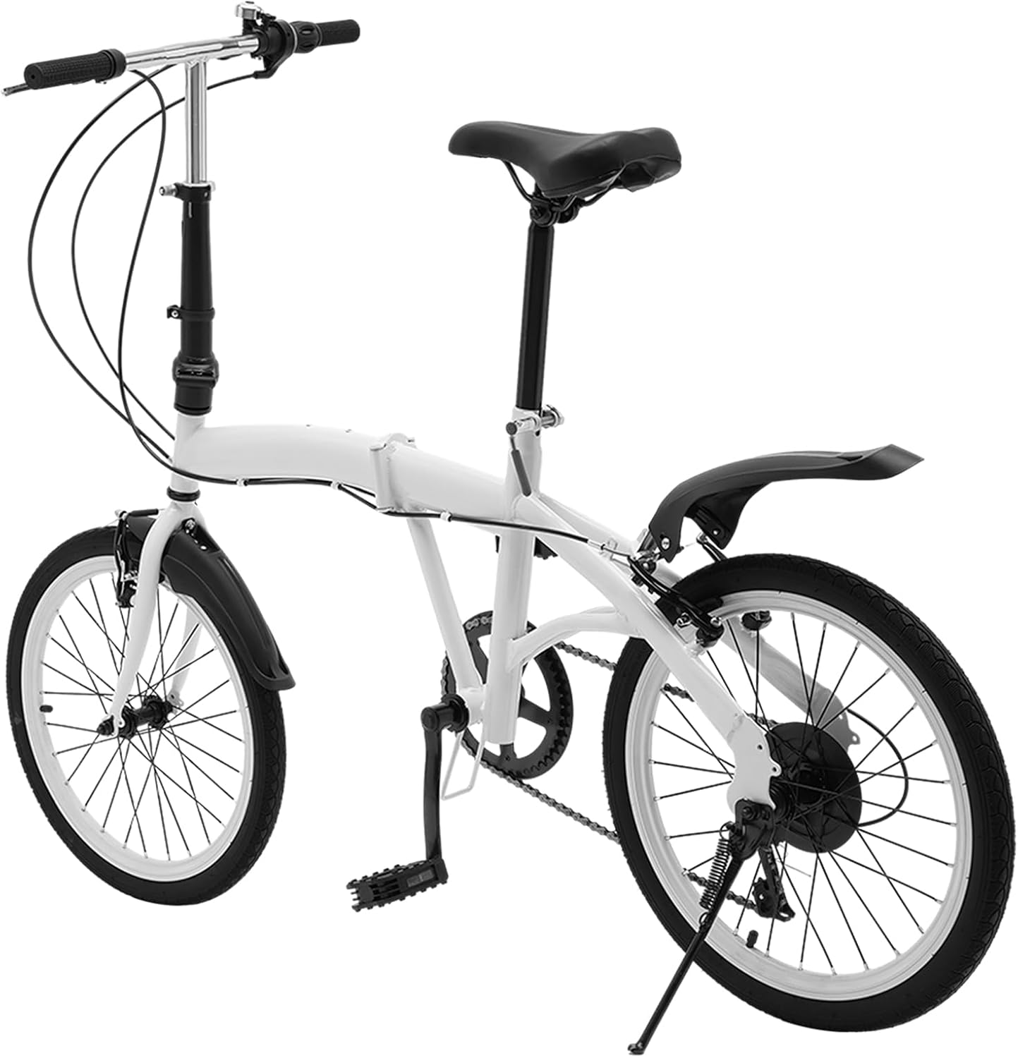 20" Adult Folding Bikes, 6 Speed Shifter Folding City Bike Light Weight Carbon Steel Folding Camping Bicycle Adjustable Height Bicycle for Men/Women/Teen Riding USA Stock