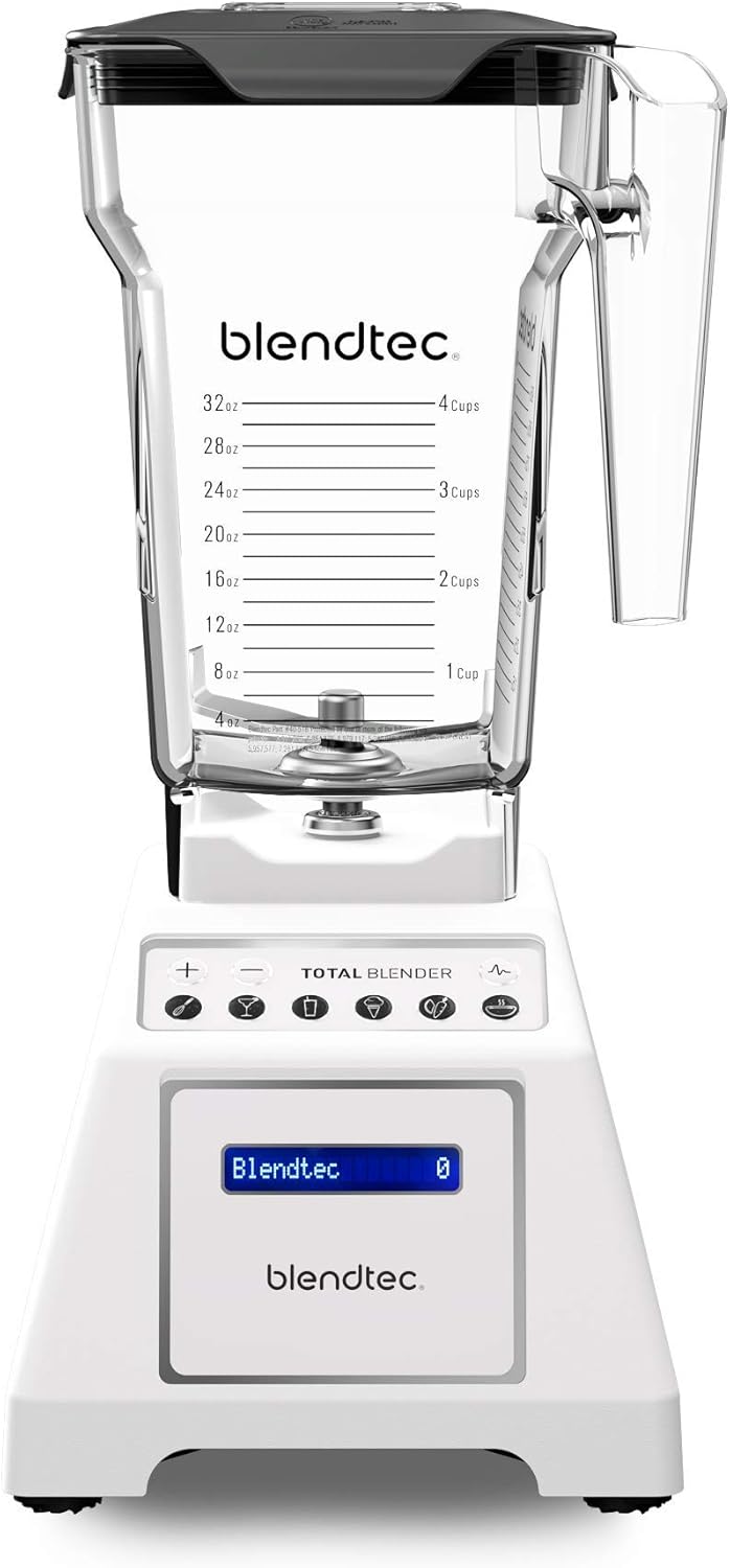 Blendtec Total Classic Original Blender - Fourside Jar (75 oz), Professional-Grade Power-6 Pre-Programmed Cycles-10-Speeds, Black
