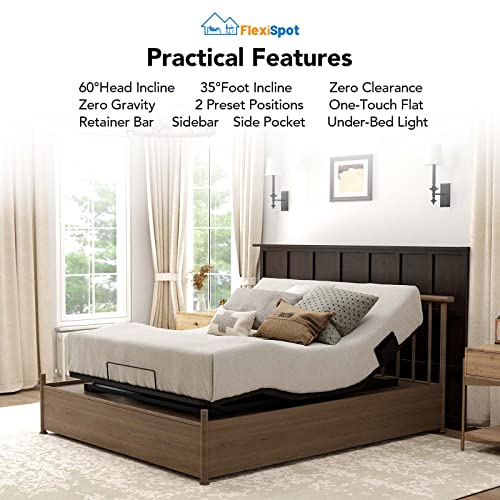 FLEXISPOT S3 Adjustable Bed Frame Base Full, Wireless, 5 Minutes Quick Assembly, Zero Clearance, Zero Gravity, Whisper Quiet Durable Motor, Mattress Holder.