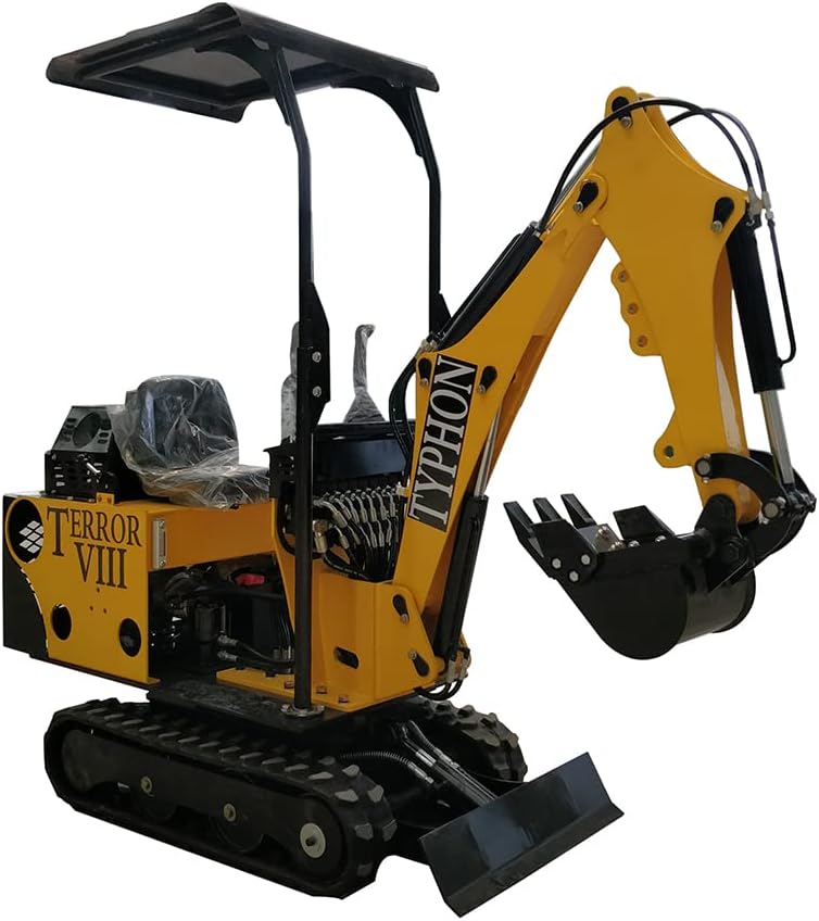 TYPHON Mini Excavator Gas Engine EPA Machine, Crawler Excavator for Construction Works, Suitable for Farms, Roads, Parks, Orchards, Gardens, Digging Trenches, Fertilizing, Weeding
