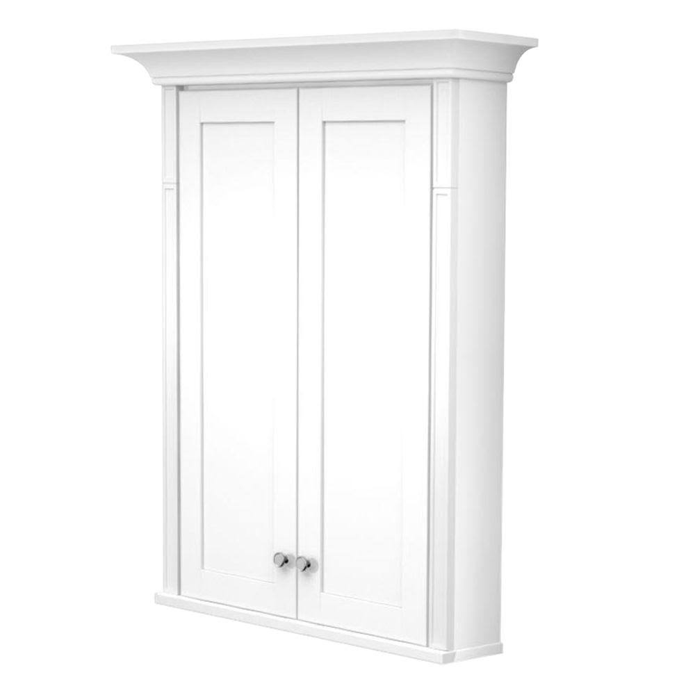 Kraftmaid 27 in. W x 36 in. H x 4-5/8 in. D Bathroom Storage Wall Cabinet with Decorative Accents in Dove White