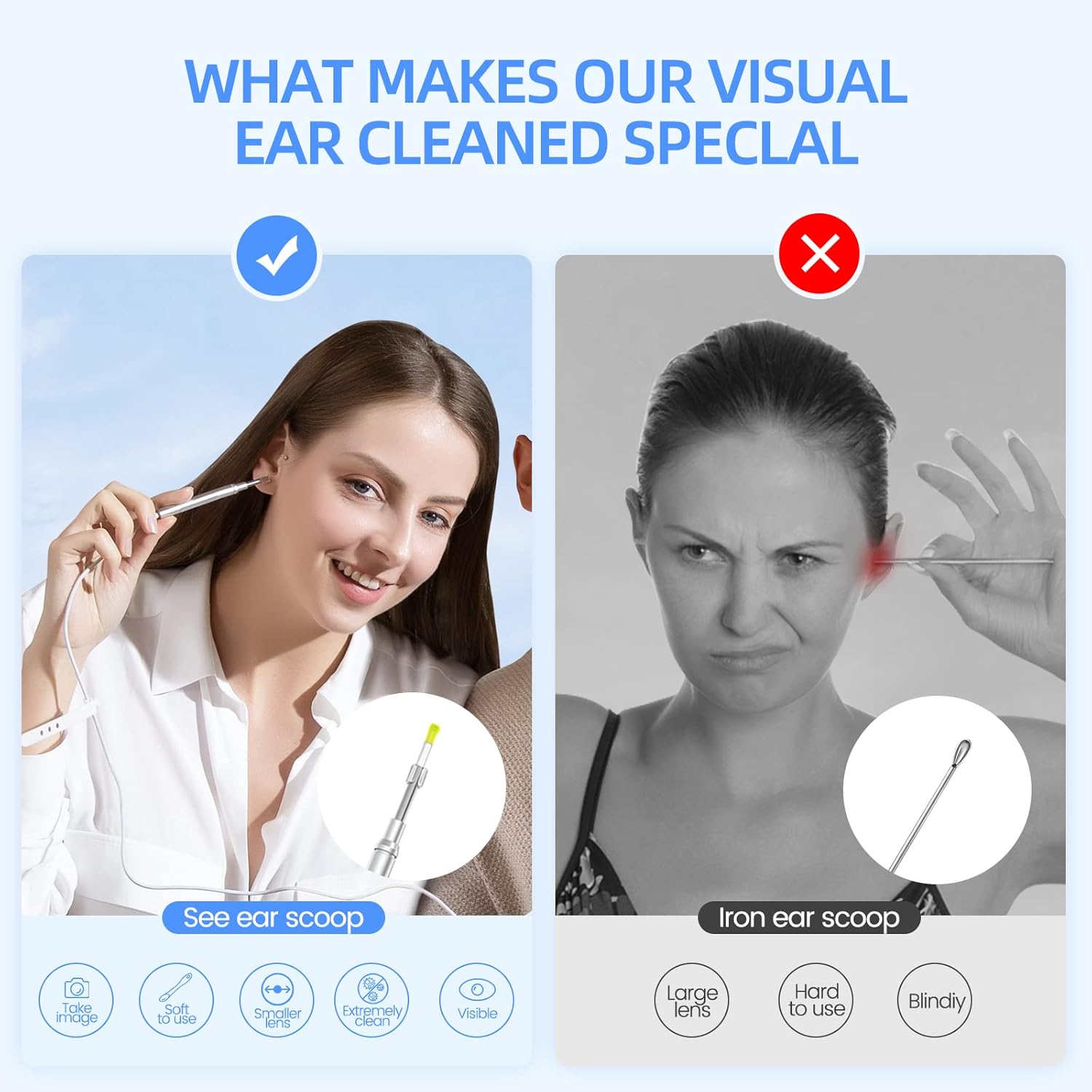 Otoscope Ear Cleaning Camera, 1080P HD Pro Ear Camera and Wax Remover, Ultra Thin Ear Cleaner with IPS Screen, Adjustable Ear Light Otoscope, Include 32G FT Card, No Phone Needed
