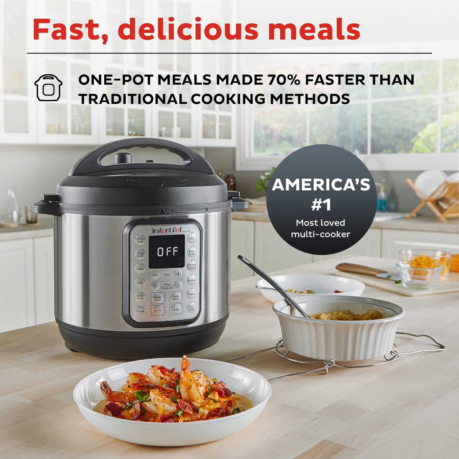 Instant Pot Duo Plus 9-in-1 Electric Pressure Cooker + Ceramic Inner Cooking Pot, 8 Quart
