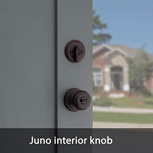 Kwikset Montara Front Door Lock Handle and Deadbolt Set, Entry Handleset Exterior with Interior Door Knob, Polished Brass, Pick Resistant SmartKey Rekey Deadbolt Security