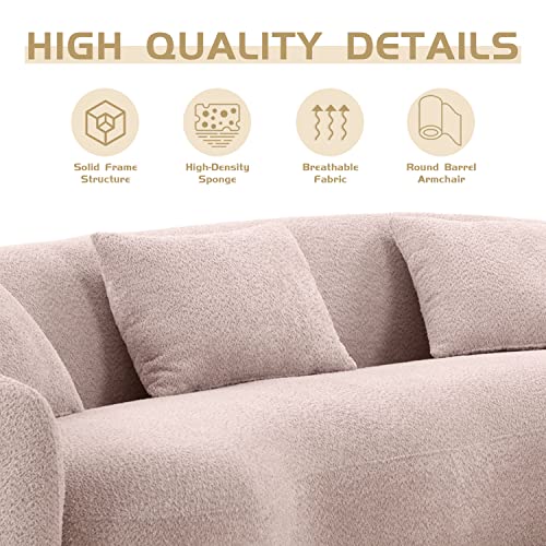 96.4" Mid Century Modern Curved Sofa for Living Room, 3-Seat Upholstery Boucle Fabric Couch for Bedroom, Office, Apartment, Brown