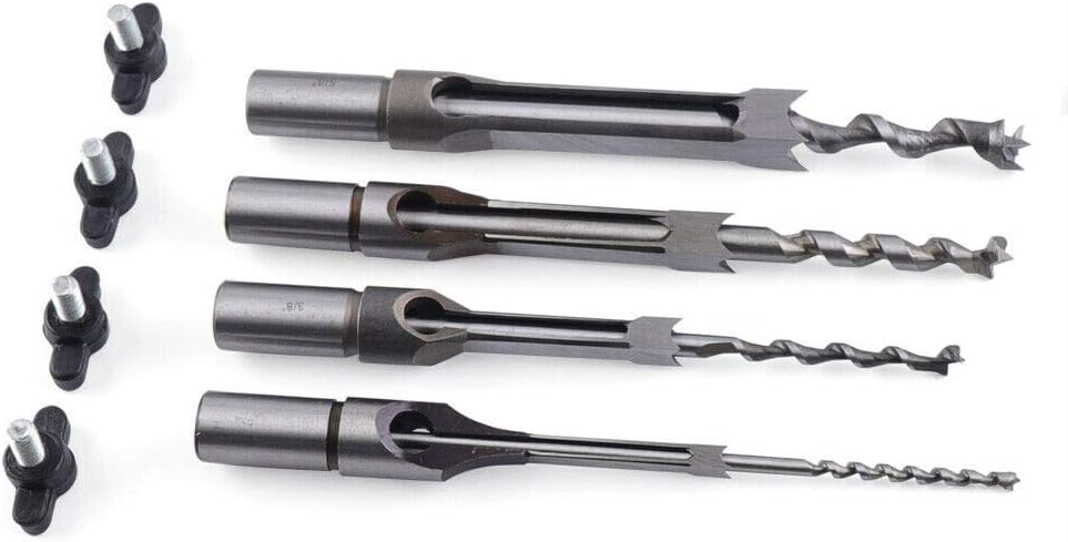 Woodworking Bench Mortiser Square Hole Chisel Drilling Machine Location Tool Tenon Joint Mortising Attachment Chisel Bit Mortise Tenon Drill for Bench Drill Steel USA Stock