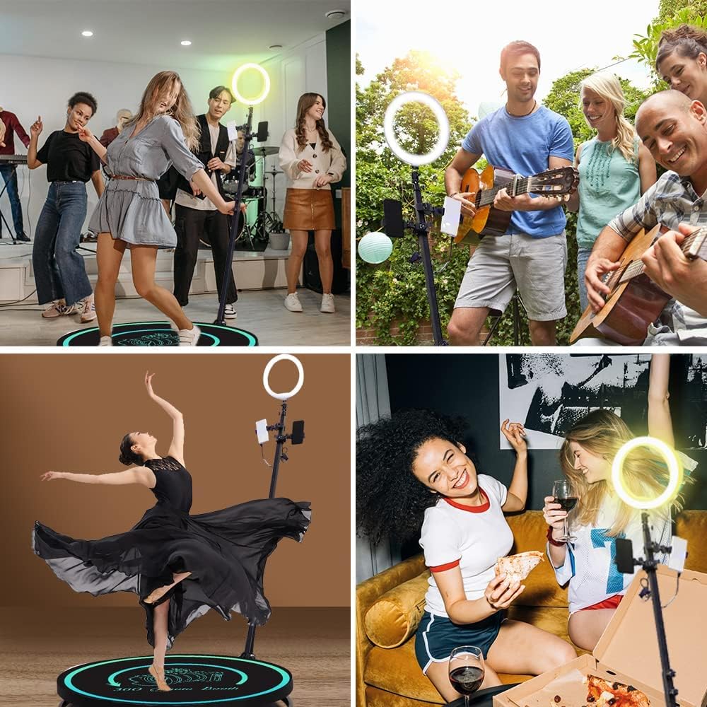 ALINBIN 360 Photo Booth Machine for Parties, 360 Camera Booth Machine Support Customize Logo, Automatic 360 Spin Selfie Platform for Party, Wedding, Live Broadcast, Big Event (27'')