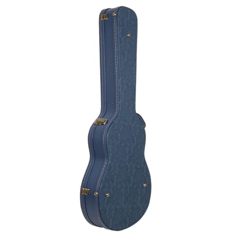 Crossrock Relief Series 335 Guitar Case for ES-335 & Semi-Hollow Electric Guitars | Carved Smoke Blue Finish, Monochrome Blue Velvet Interior, Lock – Premium Wooden Hardshell
