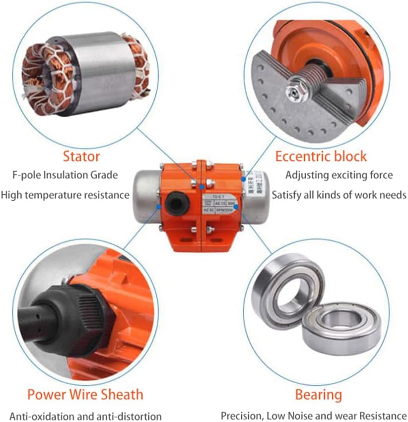 ATO AC 110V Concrete Vibrator motor, 1 Phase 100W Vibration Motor 3600rpm, Aluminum Alloy Vibrating Vibrators for Shaker Table, with CE certificate
