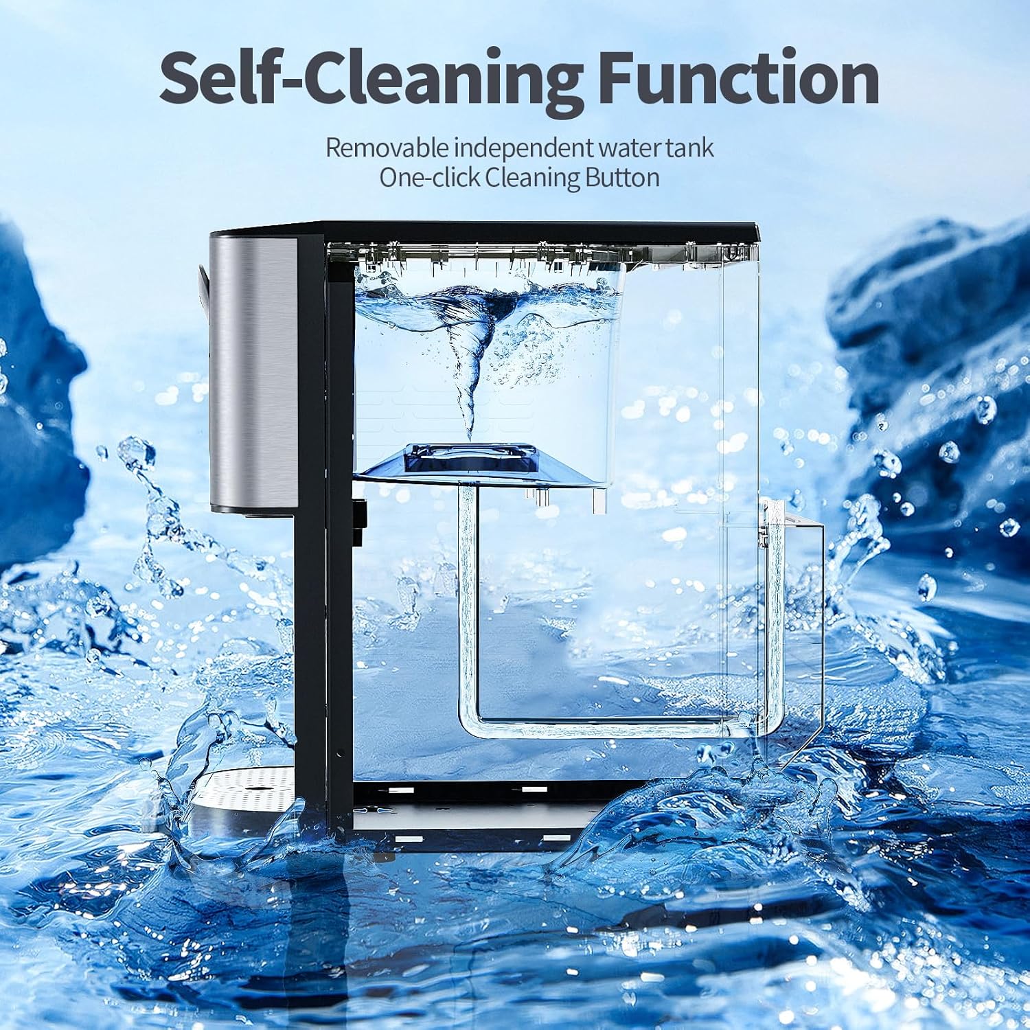 ZAFRO Countertop Nugget Ice Maker 44lbs/24H,Opal Nugget Ice Maker Machine,with Self-Cleaning Function/Silver