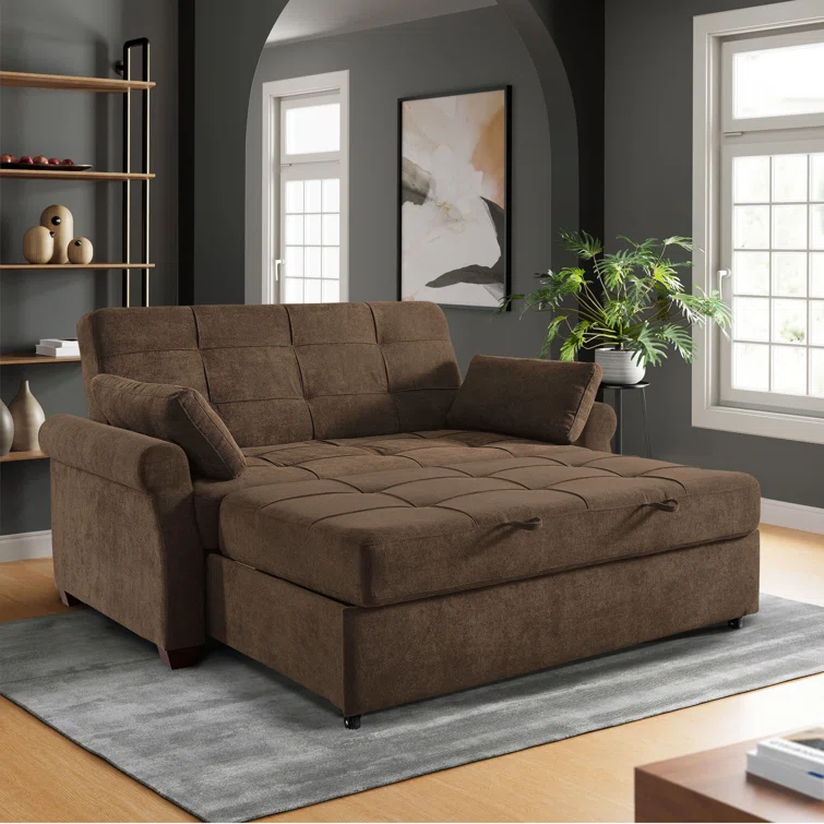 Serta Sabrina 73 Queen Rolled Arm Tufted Back Convertible Sleeper Sofa with Cushions