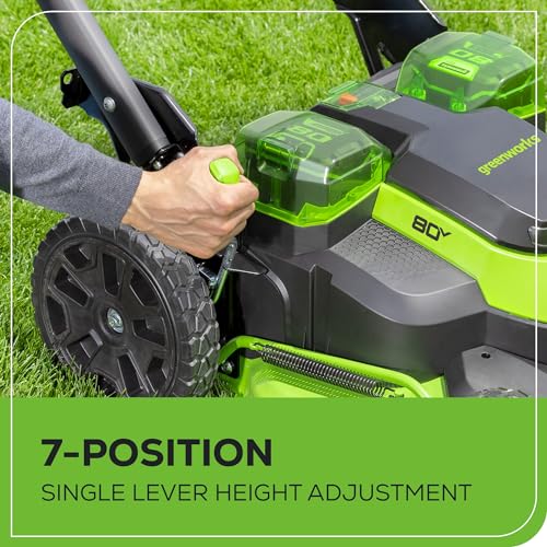 Greenworks 80V 25" Brushless Cordless (Self-Propelled) Dual Blade Lawn Mower (LED Headlight + Aluminum Handles), Battery And Charger Not Included