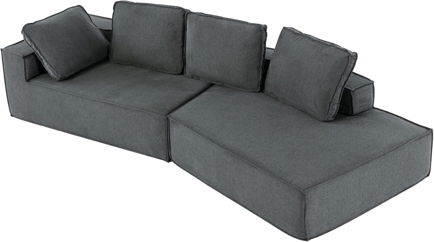 125" Stylish Chaise Lounge Modern Indoor Lounge Sofa Sleeper Sofa with Clean Lines for Living Room, Grey
