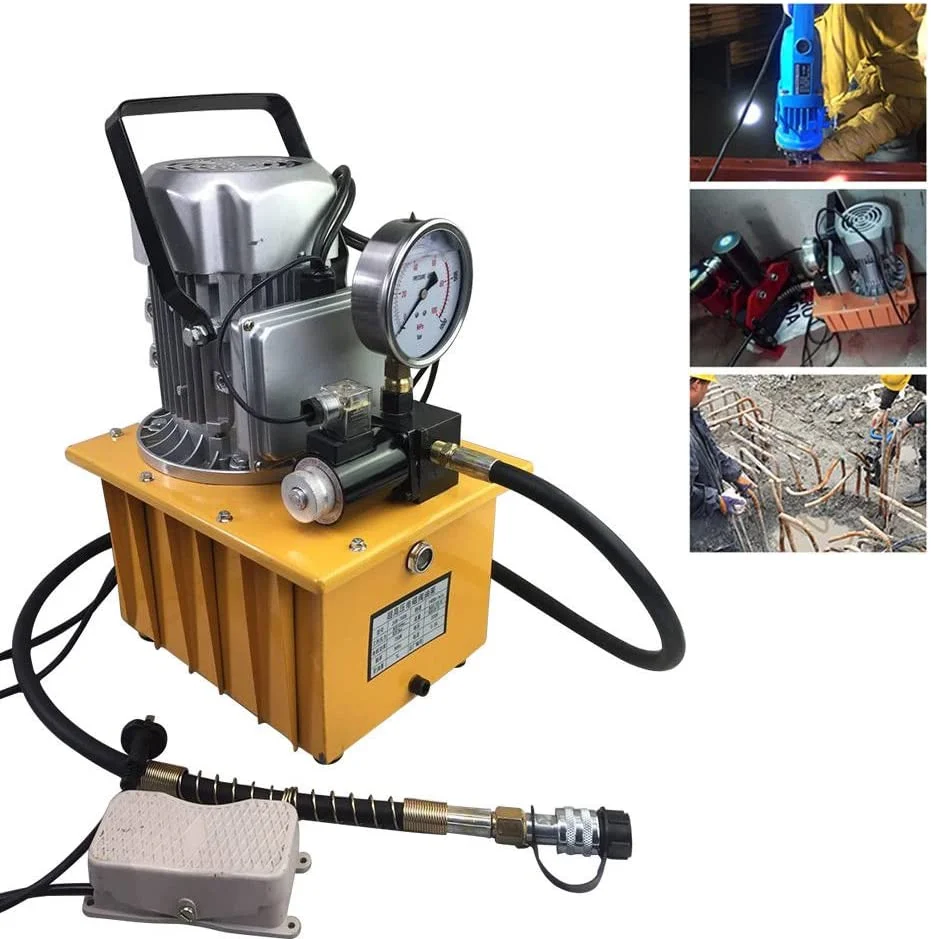 Miumaeov Electric Driven Hydraulic Pump, 110V 750W 70MPa Single Acting Hydraulic Electric Pump Solenoid Valve Control Oil Pump Hydraulic Pump Power Pack 10000PSI 1400r/Min