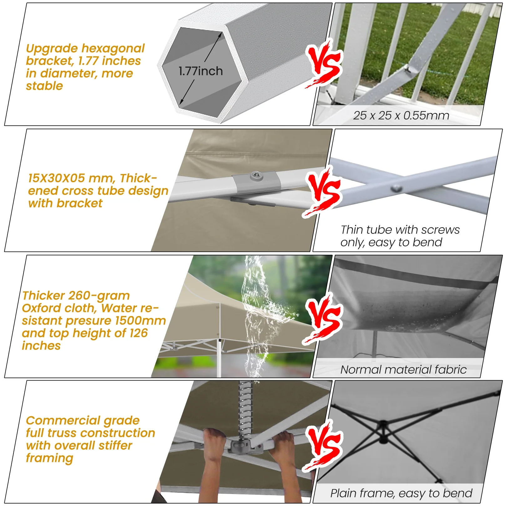 SANOPY 10x20 Pop up Canopy Tent Heavy Duty Party Tent Easy Set-up Instant Commercial Folding Outdoor Waterproof & UV 50+ Party Wedding Gazebo w/Roller Bag, 4 Sandbag (Upgraded Frame & Windproof),Khaki
