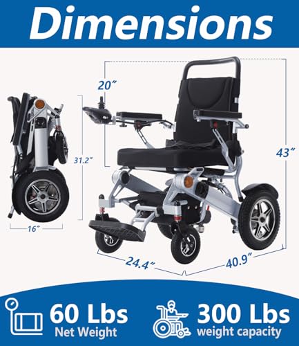 Foldable Electric Wheelchair Reclining Wheelchair Long Range for Elderly and Disabled People