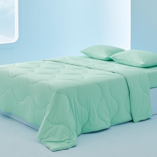 Bedsure Breescape Cooling Comforter Set King Size, Grey Lightweight Cooling Comforter for Hot Sleepers, Double-Sided Cool Tech Bed Set, 1 Breathable King Comforter, 2 Pillowcases, 1 Fitted Sheet