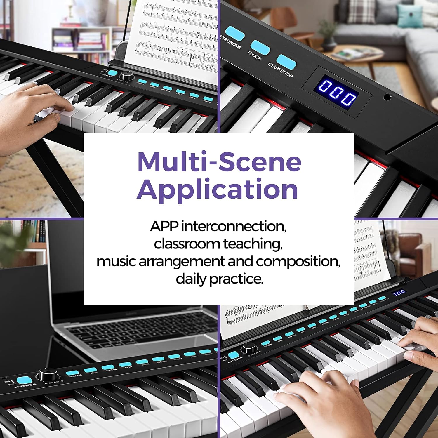 Starfavor 88-Key Beginner Electronic Keyboard Piano with Semi-Weighted Keys, X-Stand, Sustain Pedal, Power Supply, Carrying Case, Electric Keyboard SEK-88A