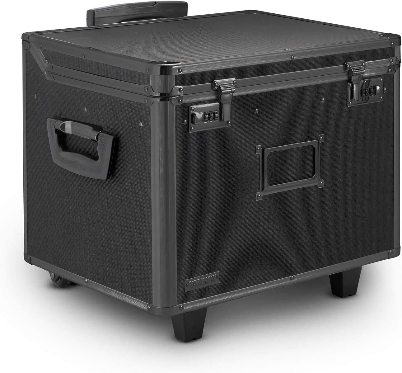 Vaultz VZ00307 Locking Mobile Rolling File Storage Chest, Letter/Legal Wheelie Case, Tactical Black