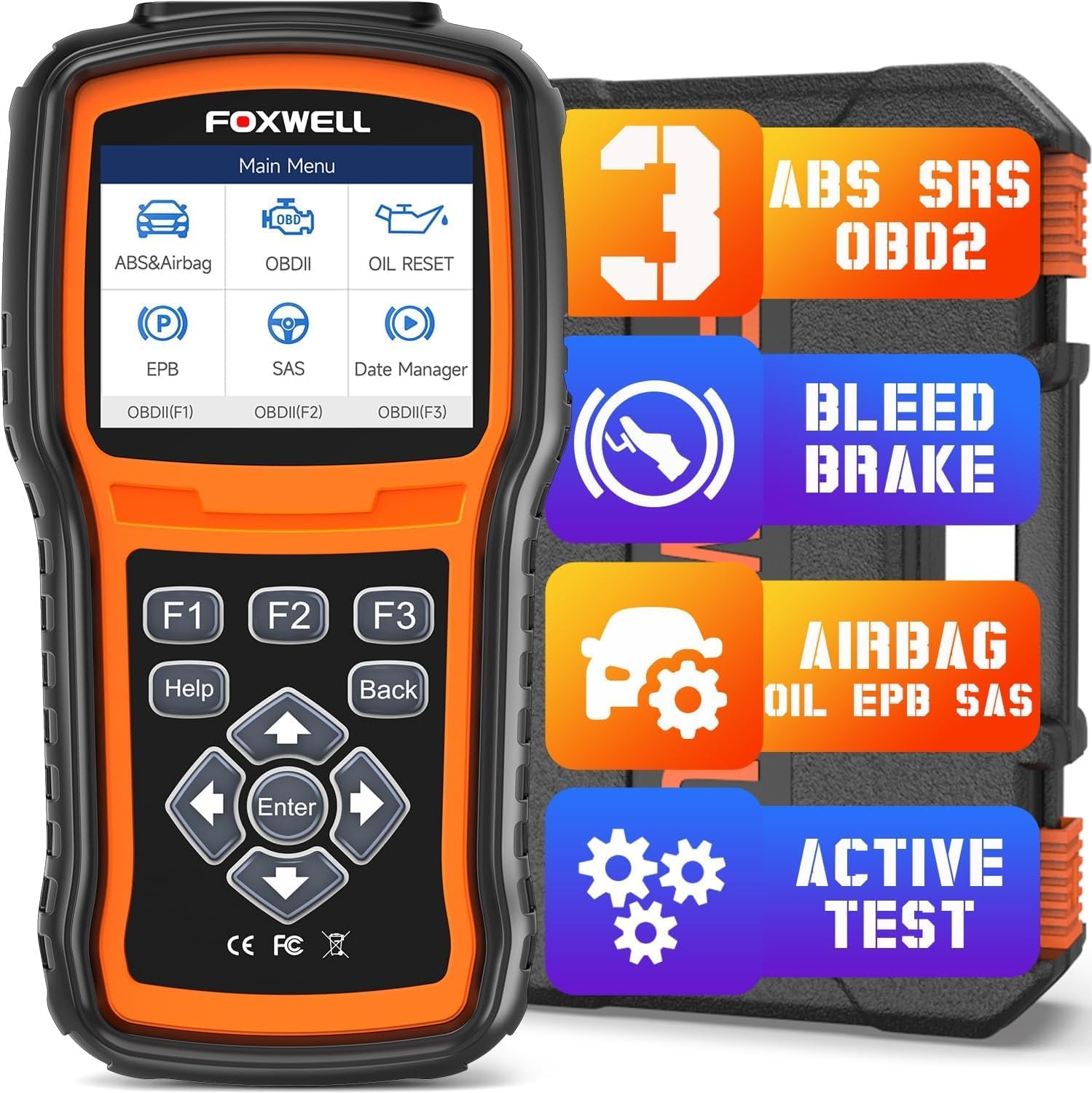 FOXWELL NT630 Plus OBD2 Scanner with ABS and SRS, 2024 ABS Scan Tool Bleeding Brake SRS Scanner Car Code Reader Diagnostic Tool Bidirectional Scanner with Airbag Light Reset SAS Oil Light