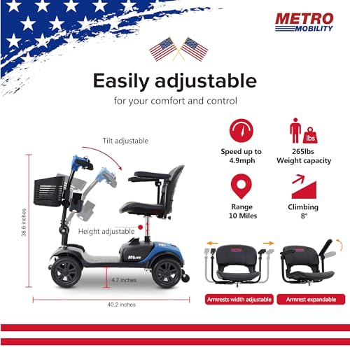 Folding Mobility Scooter for Seniors 4 Wheel Scooter for Adults Electric Scooter Compact for Travel - Electric Powered Wheelchair Device - Compact Heavy Duty Mobile (Purple)