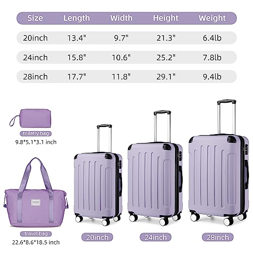 LARVENDER Luggage Sets 6 Piece, Expandable Luggage Set Clearance for Women, Suitcases with Wheels, Hardside Hard Shell Travel Luggage with TSA Lock (Green Grey, 6pcs)