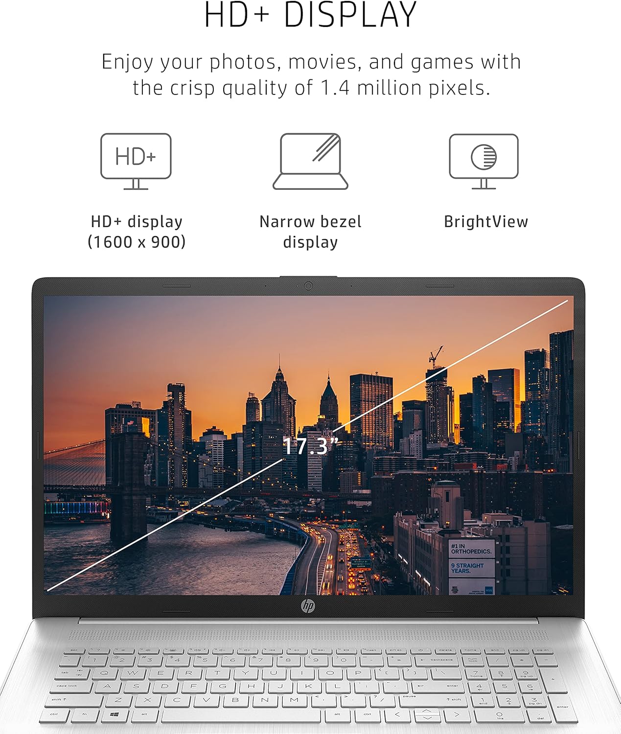 HP 17 Laptop, AMD Athlon Silver 3050U, 4 GB RAM, 256 GB SSD Storage, 17.3-inch HD+ Display, Windows 10 Home with Added Security, Long Battery Life, Dual Speakers, HD Web-Camera (17-cp0010nr, 2020)