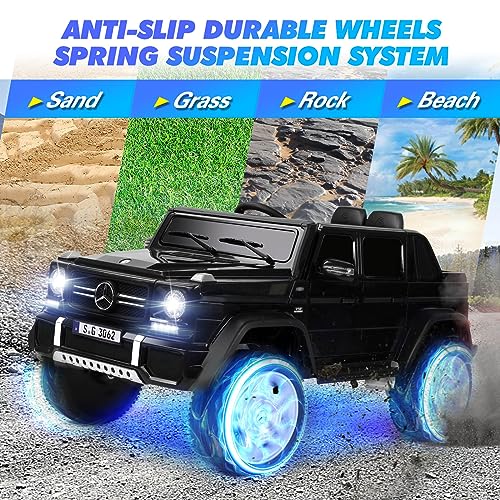 JOYLDIAS Licensed Mercedes-Benz G650S Ride On Car for Kids, 12V7AH Kids Ride On Truck with 2.4Ghz Remote Control, 3 Speeds, Bluetooth,Music,LED Lights, Spring Suspension, Blue