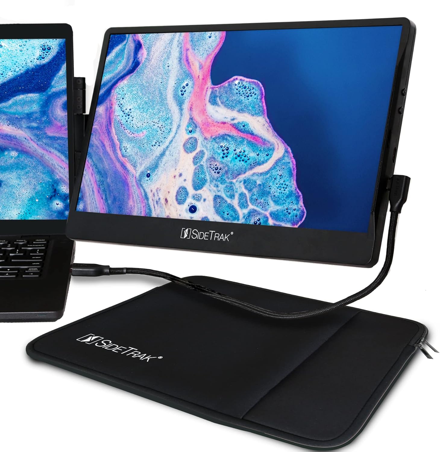 SideTrak Swivel Attachable Portable Monitor for Laptop 12.5” FHD IPS Dual Screen with 13” Protective Case | Compatible with Mac, PC, & Chrome | Fits All Laptop Sizes | Powered by USB-C or Mini HDMI