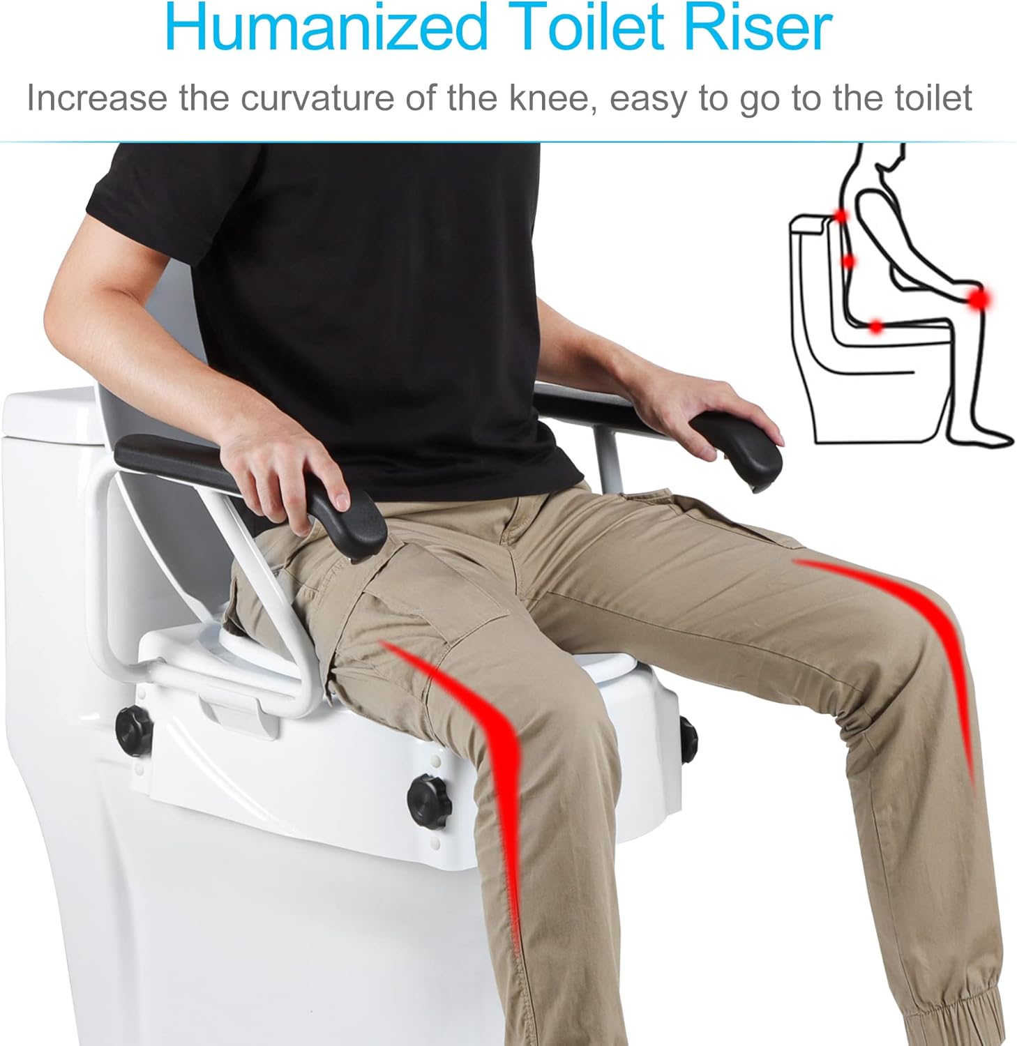 REAQER Raised Toilet Seat with Removable Handles, 5.9" Elevated Toilet Seat Riser Medical Supplies & Equipment for Handicap, Elderly, Hip Replacement After Surgery Height Adjustable
