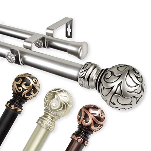 Rod Desyne 1" Cypress Double Curtain Rod, 160-240", Gold