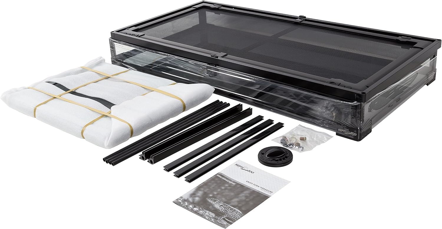 REPTIZOO 50 Gallon Glass Reptile Terrarium Tank, 36" x 18" x 18" Large Reptile Terrarium Double Hinge Door with Screen Ventilation