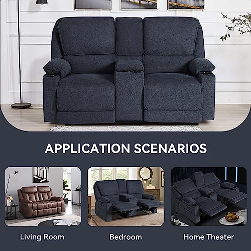 Loveseat Recliner RV Sofa, 2 Seater Couch Recliner Couch Manual Reclining Sofa Loveseat Couch Living Room Furniture (Light Grey, Loveseat)