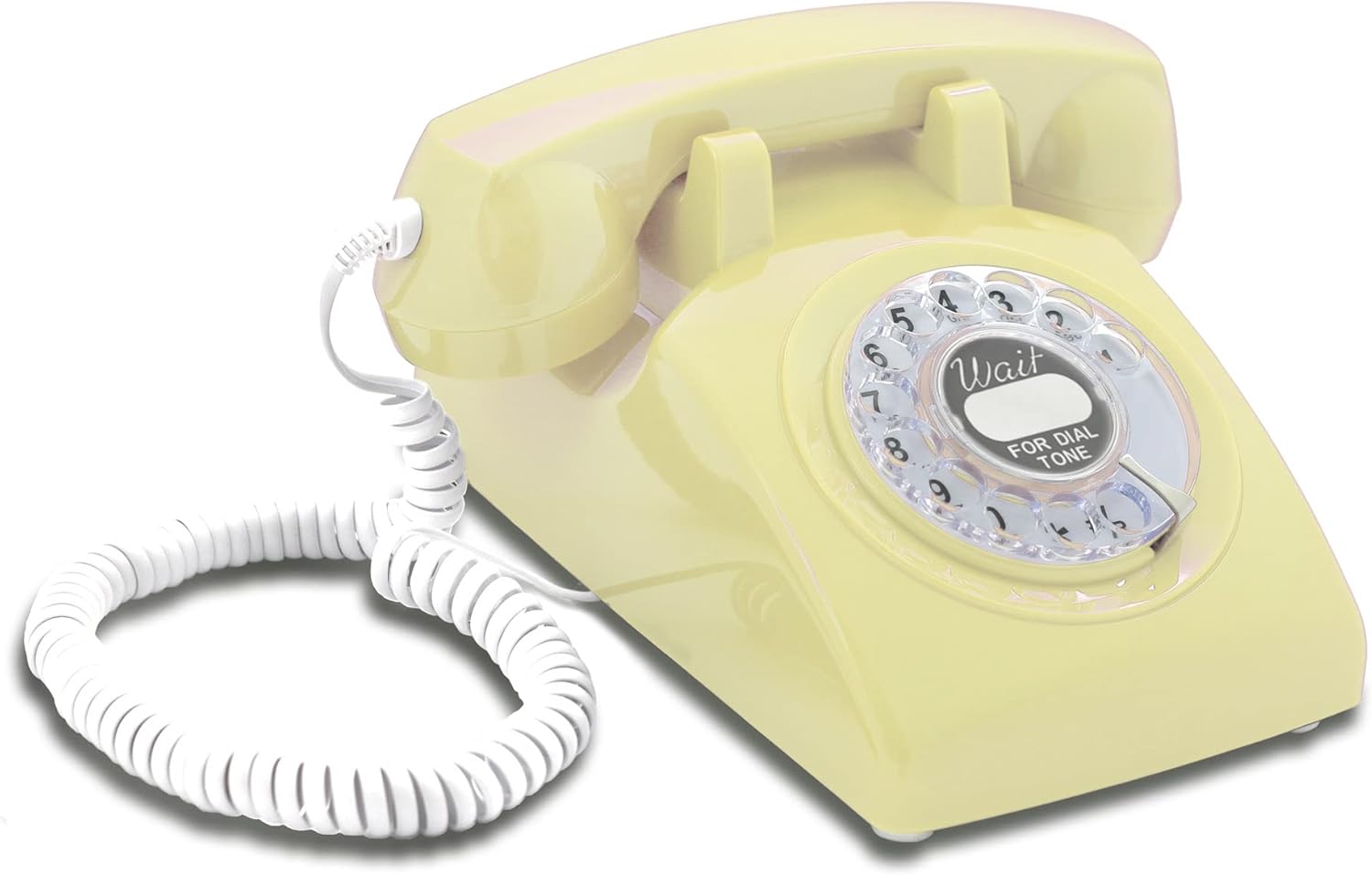 White Rotary Retro Phone with Classic United States Rotary Dial Inlay/Old Fashioned Dial Telephone/Classic Landline/Home Telephones/Antique Look Desk Phone - The 60s Cable by Opis Technology