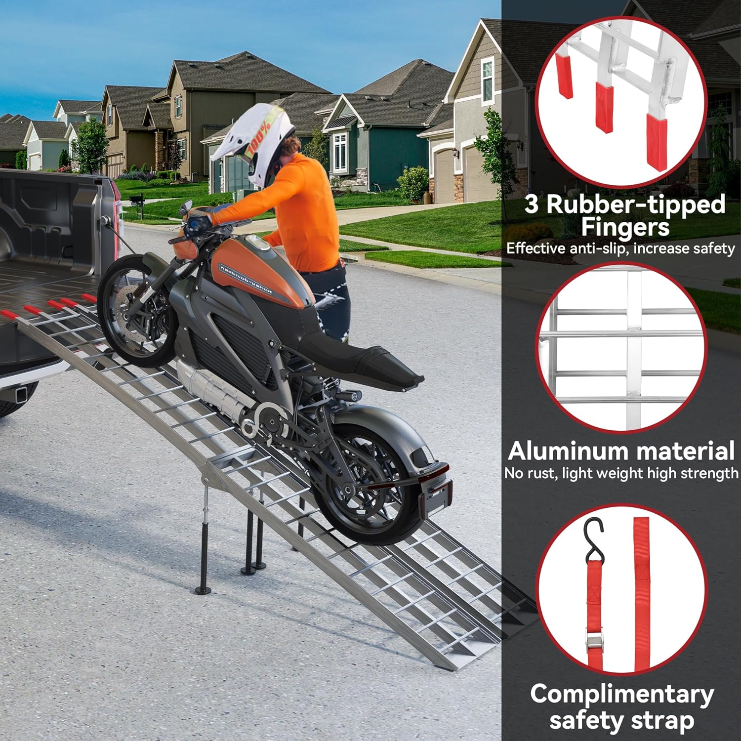 YITAMOTOR ATV Ramps 7.5ft, 3000 lbs Aluminum Folding Loading Ramps with Removable Support Legs, Truck Ramps for ATV UTV Pickup Trailer Motorcycle Dirt Bike Lawn Mower Snowblower, 2pcs